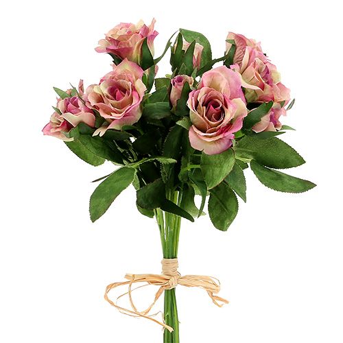 Silkkikangas kukkia ruusukimppu L26cm vanha ruusu 3kpl | Floristik24.fi