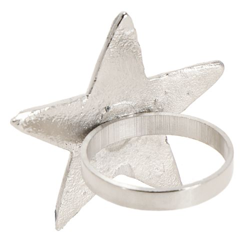 kohteita Tähdenmuotoiset lautasliinatelineet, hopeanväriset metalliset lautasliinarenkaat, halkaisija 7 cm, 4 cm, 4 kpl