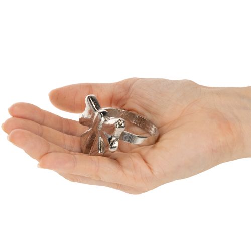 Rusettilautasliinarengas, metallia, kiiltävä hopea, 5 cm, 4 kpl | Floristik24.fi
