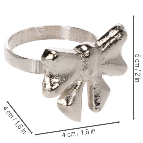 Rusettilautasliinarengas, metallia, kiiltävä hopea, 5 cm, 4 kpl | Floristik24.fi