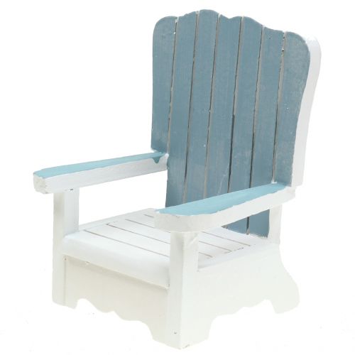 Koristeellinen tuoli puusta valkoinen-turkoosi-harmaa H16cm