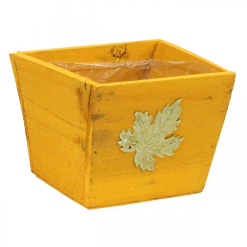 Floristik24 Kasvilaatikko puinen nuhjuinen tyylikäs puulaatikko keltainen 11×14,5×14cm