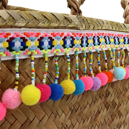 Floristik24 Ostoskassi luonto pompuloilla 40cm x 32,5cm