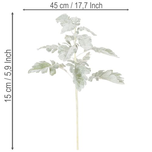 Keinotekoinen Senecio-oksa, hopeanhohtoinen lehti, monimutkaisesti muotoiltu, 45 cm, 3 kpl | Floristik24.fi