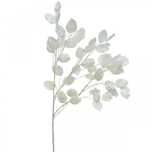 Deco Branch Silver Leaf White Lunaria Branch keinotekoinen oksa 70cm