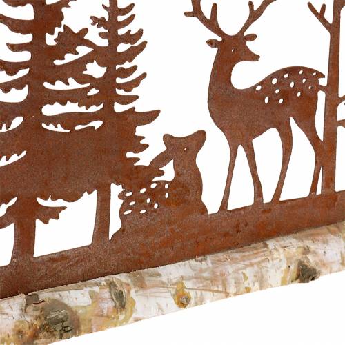 kohteita Metsä siluetti eläinten kanssa Rust puupohjalla 57cm x 25cm