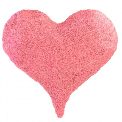Sydänkoristeet sisalkuiduilla vaaleanpunainen sisalsydän 40x40cm