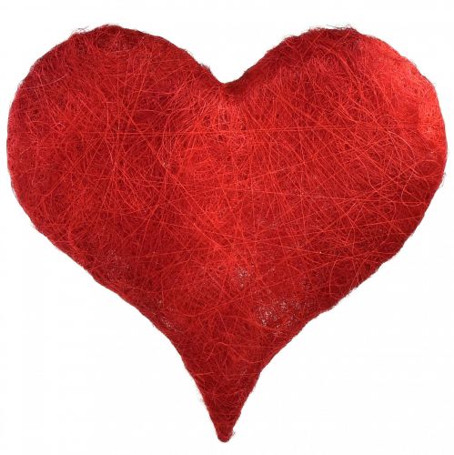 Sisal sydänsydänkoriste sisalkuiduilla punaisella 40x40cm