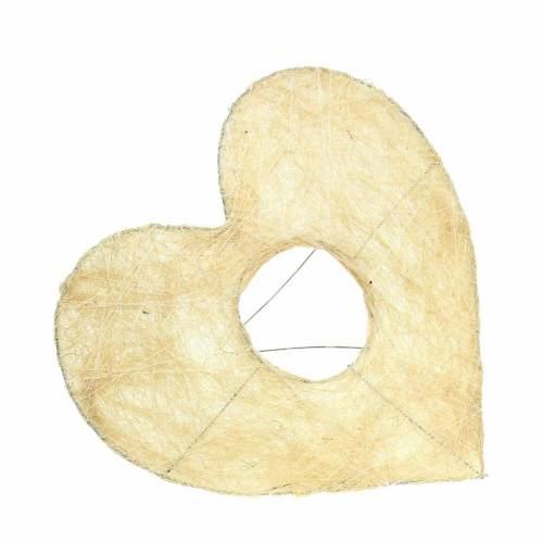 Floristik24 Sisal-mansetin sydän valkaistu 16cm 10 kpl