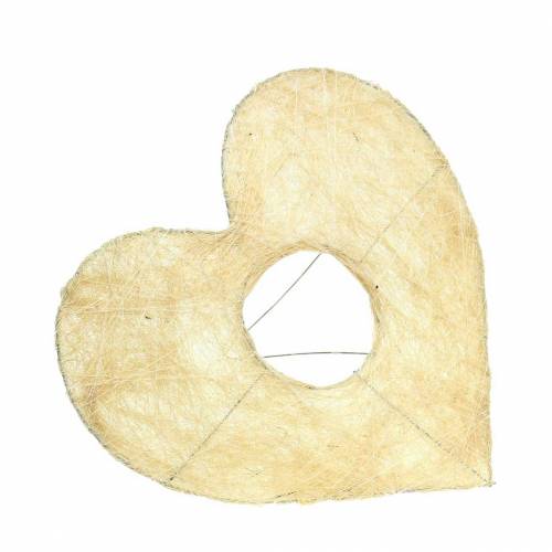 Floristik24 Sisal hihansuut Heart valkaistu 16cm 10p