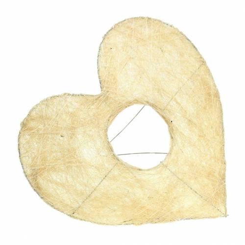 kohteita Sisal-mansetin sydän valkaistu 20cm 10 kpl