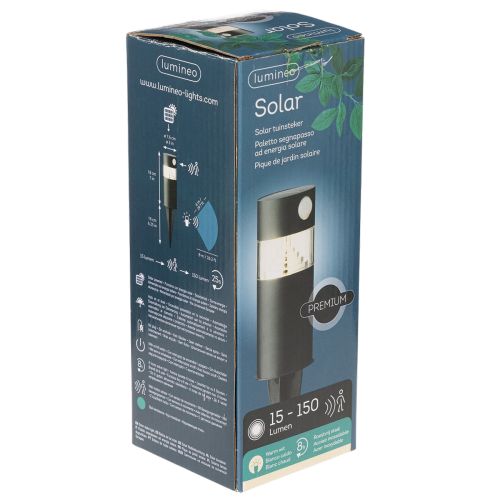 Aurinkokäyttöinen puutarhavalo liiketunnistimella, LED, 34 cm | Floristik24.fi