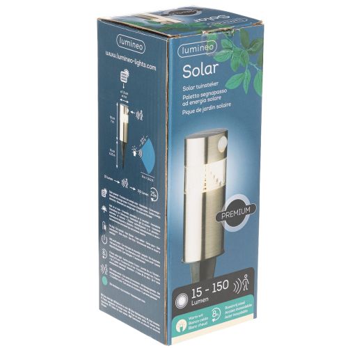 Aurinkokäyttöinen puutarhavalaisin maapiikillä ja LED-valaistuksella, 34 cm | Floristik24.fi