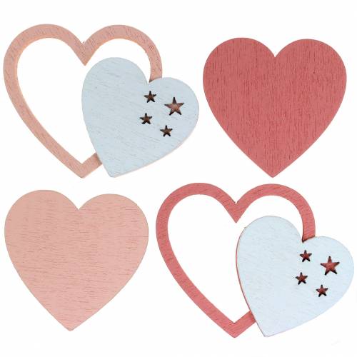Floristik24 Scatter koriste sydämiä pinkki/valkoinen 24 kpl