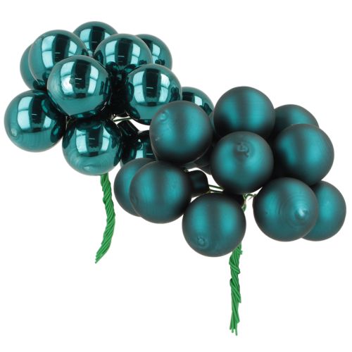 Minikokoisia joulukuusenpalloja kiiltävästä mattasekoitteesta peilikuvioisilla marjoilla, 20 mm, 140 kpl