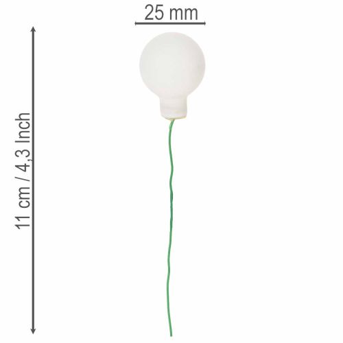 Peilaavat marjaiset minilasipallot langassa, valkoiset, 25 mm, 140 kpl | Floristik24.fi