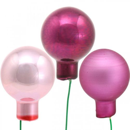 Floristik24 Mini Joulupallo Vaaleanpunainen Lasi Peili Marjat Marjat Ø20mm 140 kpl