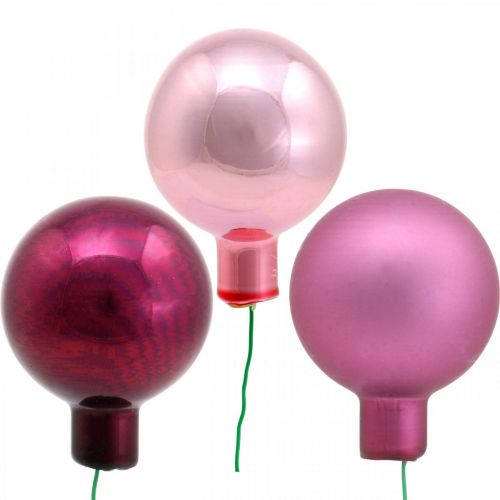 Floristik24 Mini joulupallo pinkki peili marjat lasi Ø40mm sekoitus 32kpl