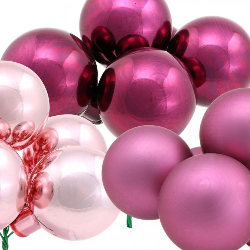 Floristik24 Mini joulupallo pinkki peili marjat lasi Ø40mm sekoitus 32kpl