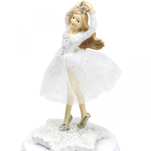 Floristik24 Soittorasia Ballerina Valkoinen Talvi Koriste Ø10,5cm H18,5cm