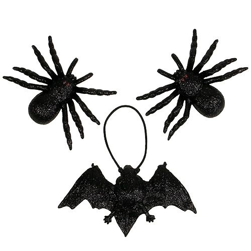 Hämähäkki, lepakkohahmot musta 10cm, 14cm 3kpl