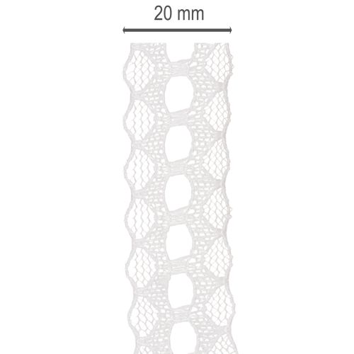 Koristeellinen pitsinauha, puuvillaa, ohut reunus, rullassa, leveys 25 mm, pituus 10 m | Floristik24.fi