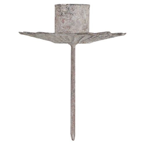 Floristik24 Kartiomainen kynttilänjalka kiinnittämiseen antiikkiharmaa 7×8,5cm 4kpl