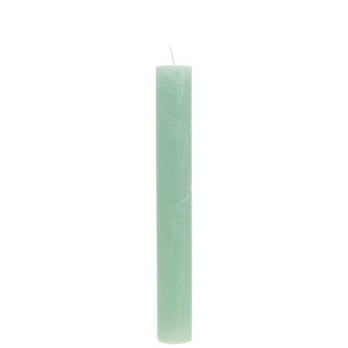 Kartiokynttilät Yksiväriset vaaleanvihreät 34mm x 240mm 4 kpl