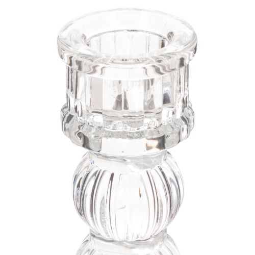 Läpinäkyvä kynttilänjalka, klassinen muotoilu, pöytäkoriste, 12 cm, 2 kpl | Floristik24.fi