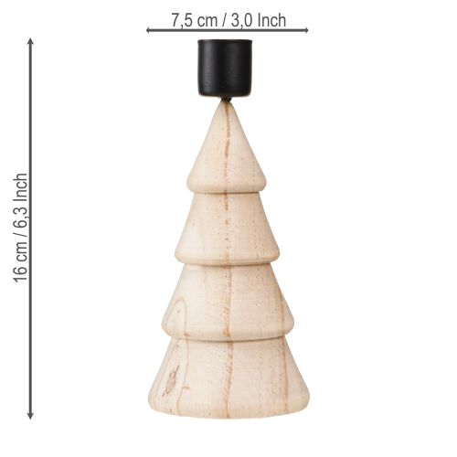 kohteita Puinen kynttilänjalka, joulukuusikoriste, luonnonvärinen, korkeus 16 cm, 2 kpl