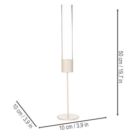 Kynttilänjalka lasisylinterillä ja metallijalustalla 50 cm | Floristik24.fi