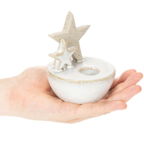 Keraamiset tähtikynttilänjalat, joulukoriste, 11 cm, 2 kpl | Floristik24.fi