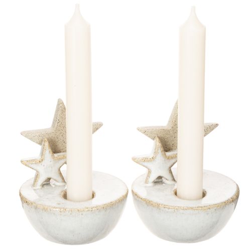 Keraamiset tähtikynttilänjalat, joulukoriste, 11 cm, 2 kpl | Floristik24.fi