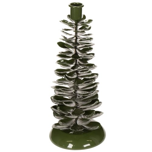 Kynttilänjalka joulukuusi vihreä metallinen koriste 28cm