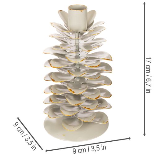 Männynkäpykuvioinen kynttilänjalka kartiokynttilöille, 17 cm | Floristik24.fi