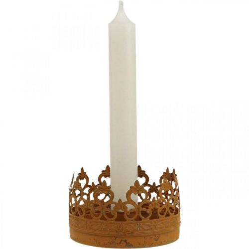Floristik24 Metallinen kynttilänjalka, kynttilänjalka kruunu ruoste Ø8,5cm 4kpl