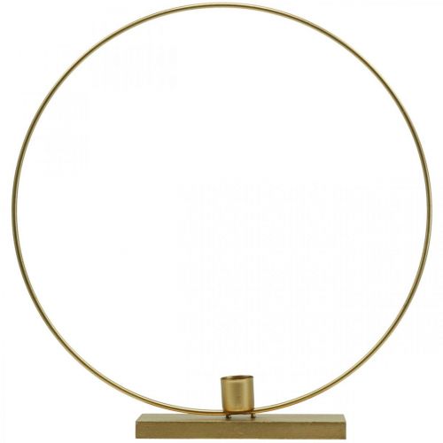 Floristik24 Koristeellinen rengasmetallikynttilänjalka Deco Loop Golden Ø30cm