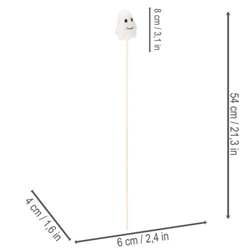 Haamuhahmot puisilla tikuilla, Halloween-koriste, 54 cm, 8 palaa | Floristik24.fi
