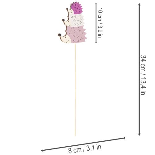 Koristeelliset puutarhavaarat - Värikäs siiliperhe - 34 cm, 12 kpl | Floristik24.fi