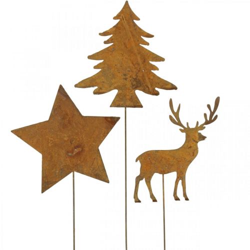 Puutarhakiila patina hirvi deco tähtikuusi H14/20 3kpl
