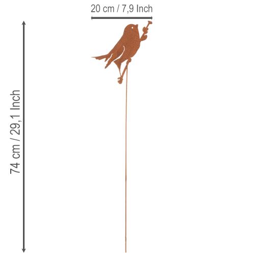 Lintutarhan varsi, ruostunut metallinen koristevarsi, 52 cm | Floristik24.fi
