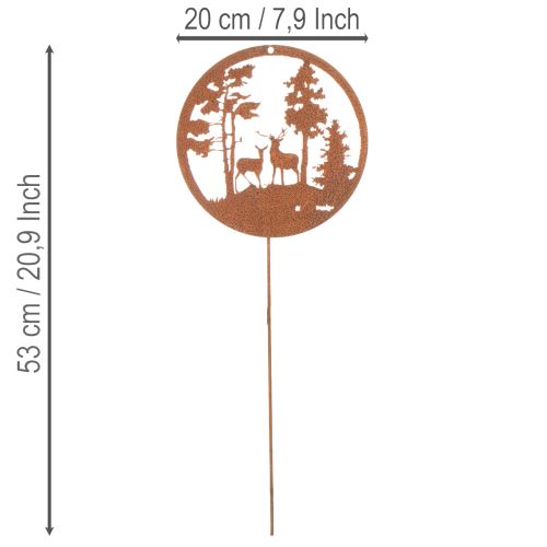 Puutarhakeppi, ruosteenvärinen, pyöreä, peuran siluetti, metsäkoriste, 53 cm, 2 kpl | Floristik24.fi