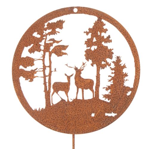 Puutarhakeppi, ruosteenvärinen, pyöreä, peuran siluetti, metsäkoriste, 53 cm, 2 kpl | Floristik24.fi