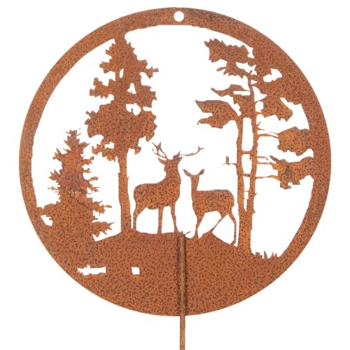 Puutarhakeppi, ruosteenvärinen, pyöreä, peuran siluetti, metsäkoriste, 53 cm, 2 kpl | Floristik24.fi