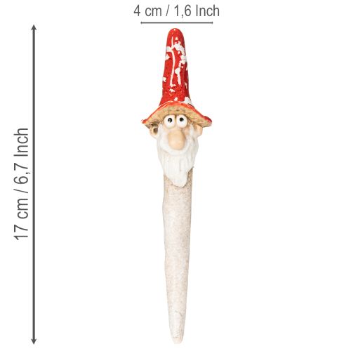 Kääpiöhahmo irrotettavaksi, pitkällä parralla ja sienihatulla, koriste, 17 cm, 2 kpl | Floristik24.fi