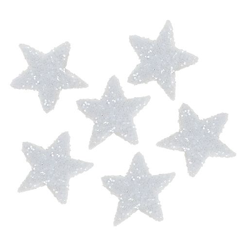 Floristik24 Star Glitter 1,5cm sadetukseen valkoinen 144kpl