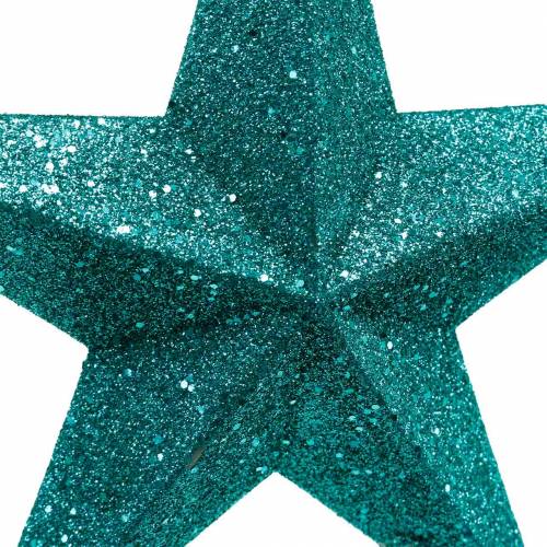Floristik24 Glitter tähdet ripustettavaksi smaragdi/bensiini Ø21cm 2kpl