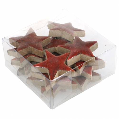 Floristik24 Scatter koristelu tähti mangonpunaiseksi maalattu 5×5cm 16 kpl