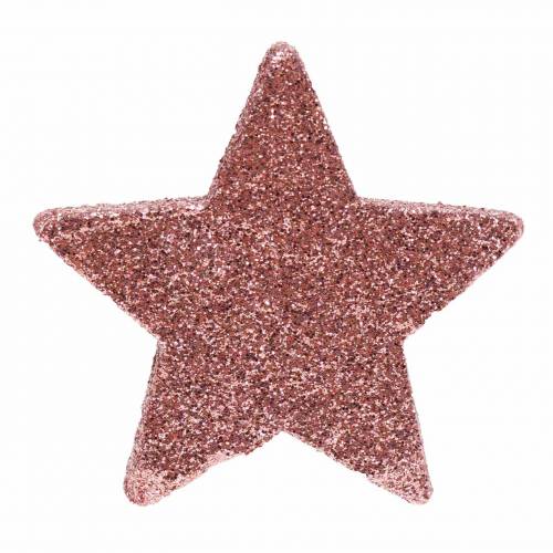 Floristik24 Tähti glitterillä koristeltuna 6,5cm vaaleanpunainen 36kpl