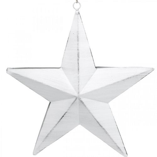 Tähti ripustettavaksi, joulukuusenkoriste, metallikoriste Valkoinen 19,5×18,5cm | Floristik24.fi